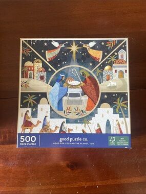 Good Puzzle Co. 500-Piece Nativity Puzzle - Navy, Gold, Red